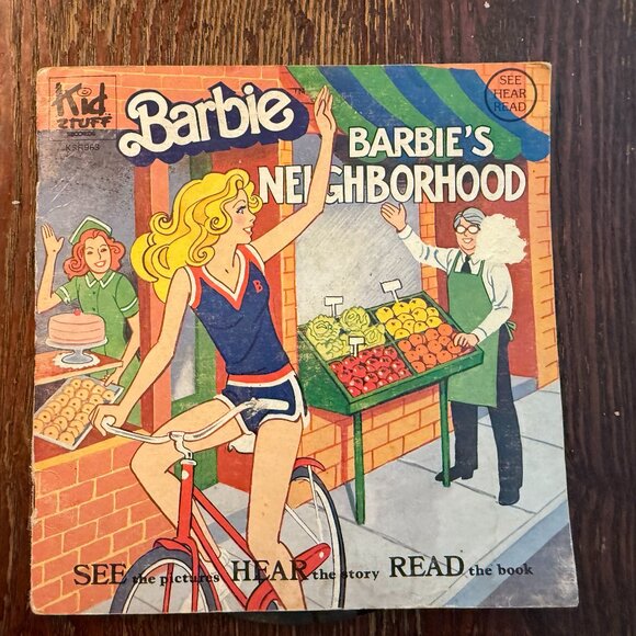 Barbie's Neighborhood Kid Stuff See Hear Read Book + Vinyl Record Untested - Picture 1 of 11